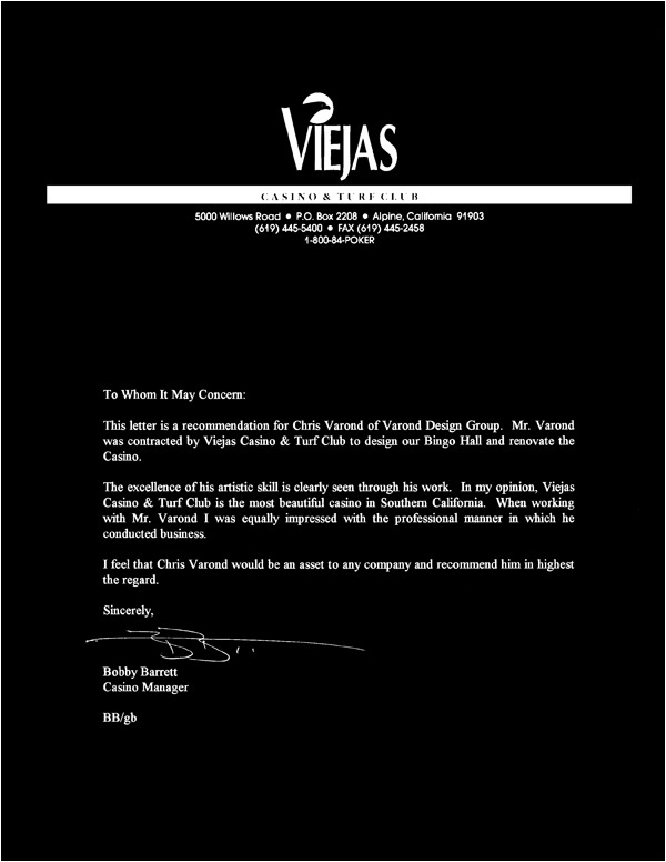 LETTER OF RECOMMENDATION